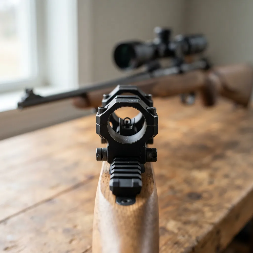 Simmons 1-inch see-through dual strap rings showing the tunnel for iron sights.