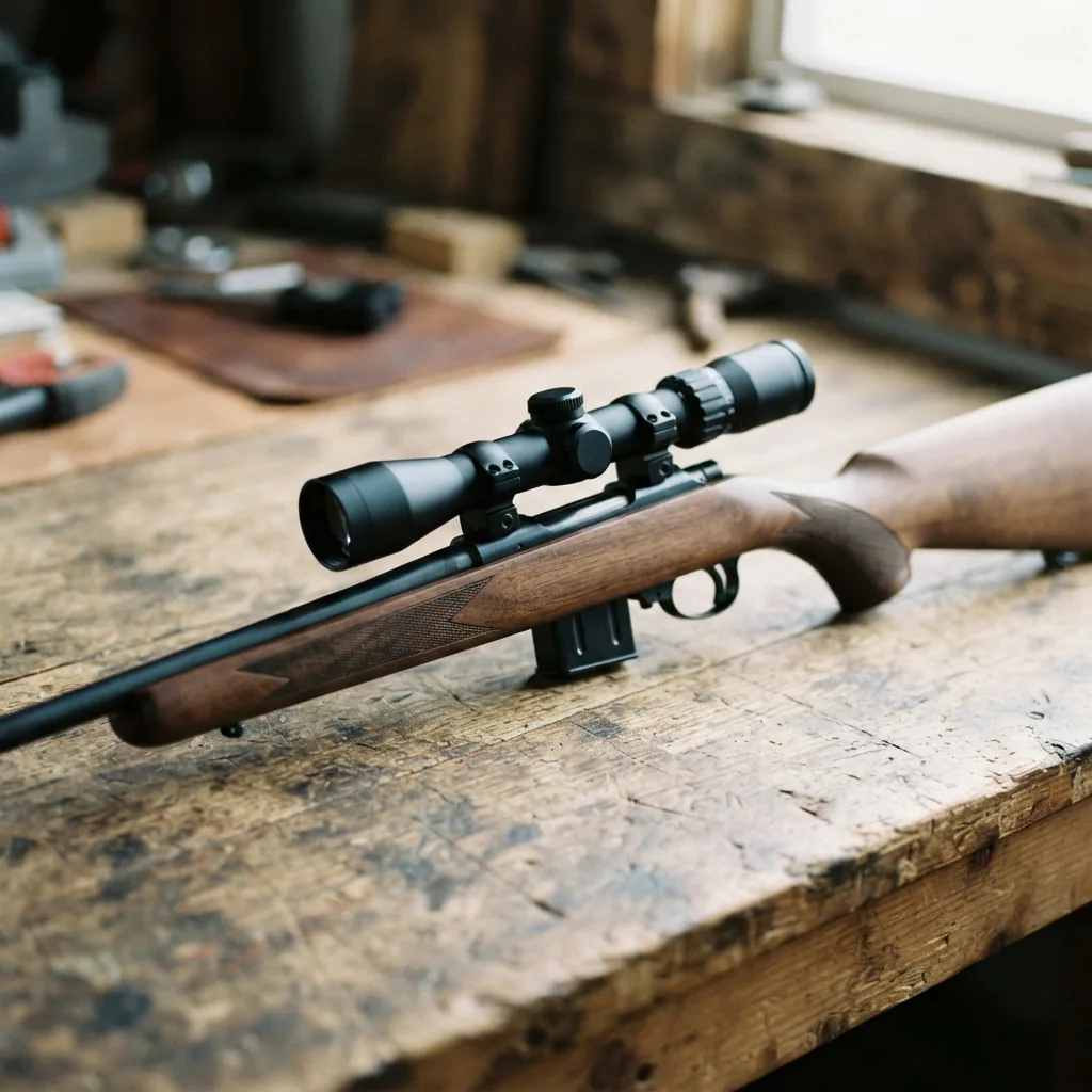 Simmons Pro Hunter 3-9x32mm Rimfire Riflescope mounted on a .22 caliber rimfire rifle