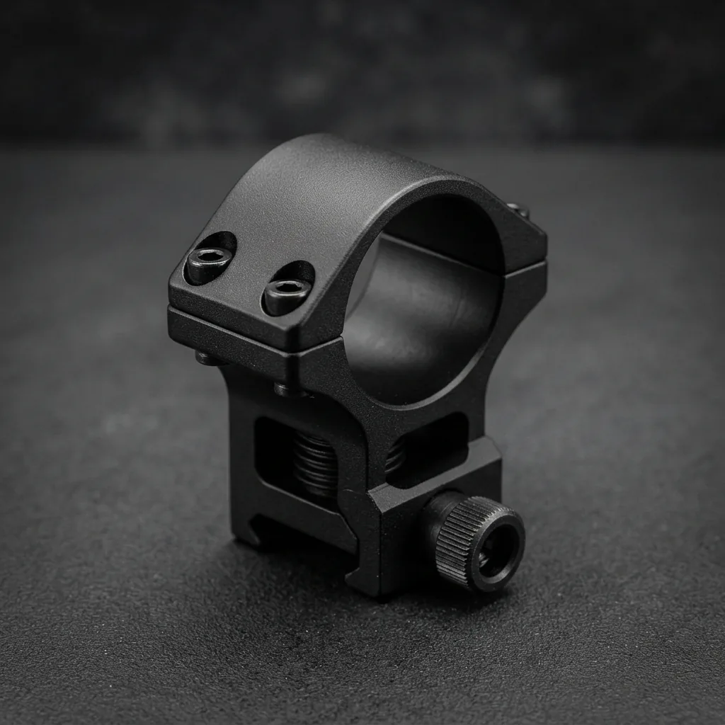 Simmons medium-height dual strap scope ring in matte black.