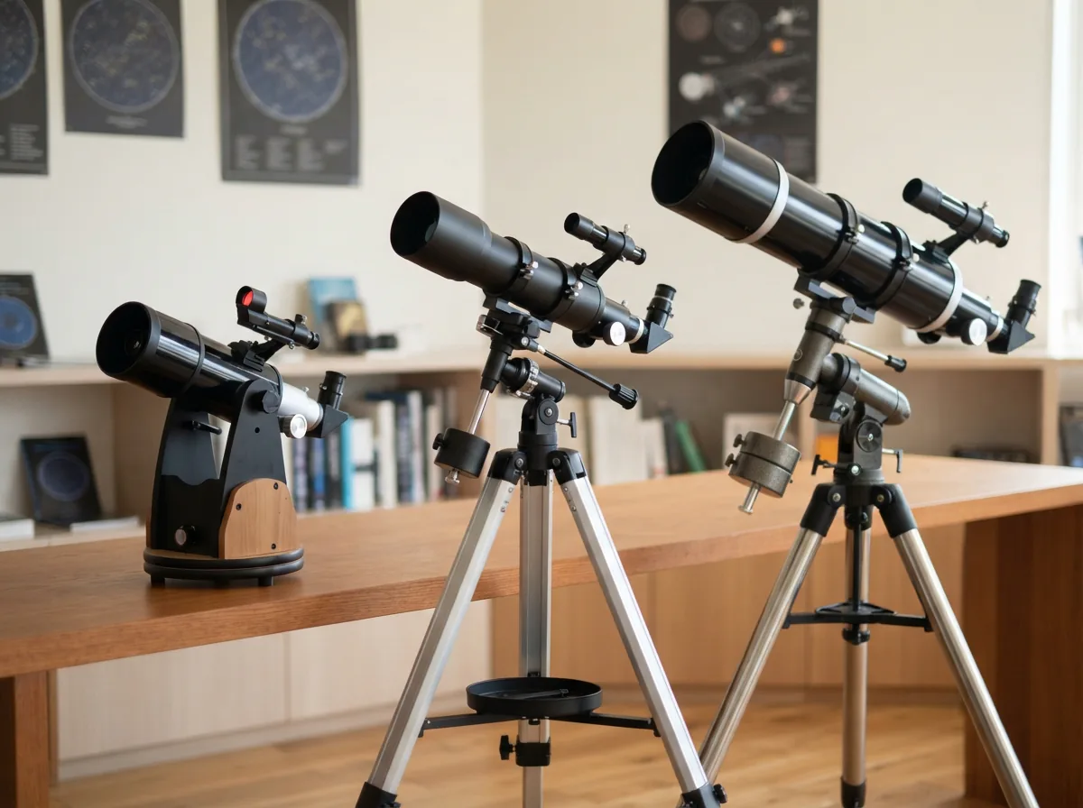 A lineup of different Simmons telescope types on display.