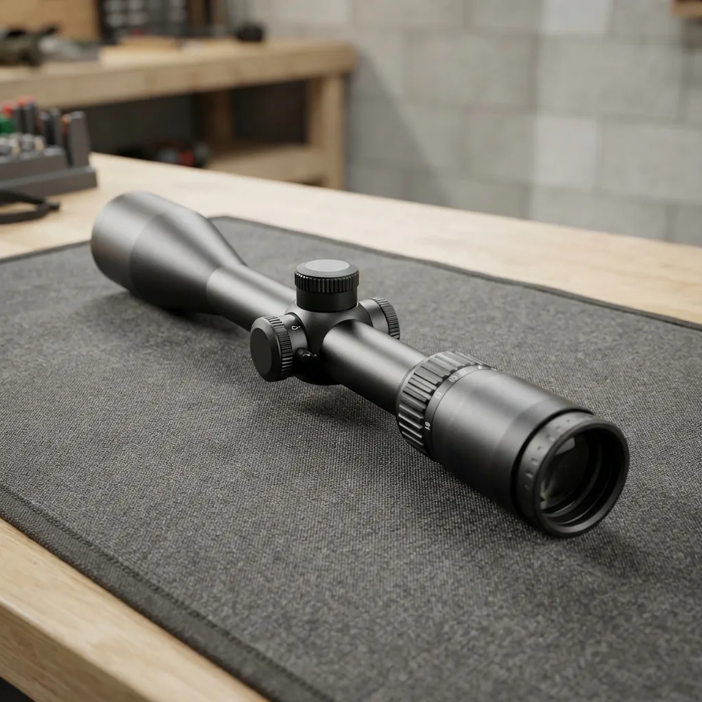 Simmons Pro Target 4-16x40 Riflescope on a shooting mat.