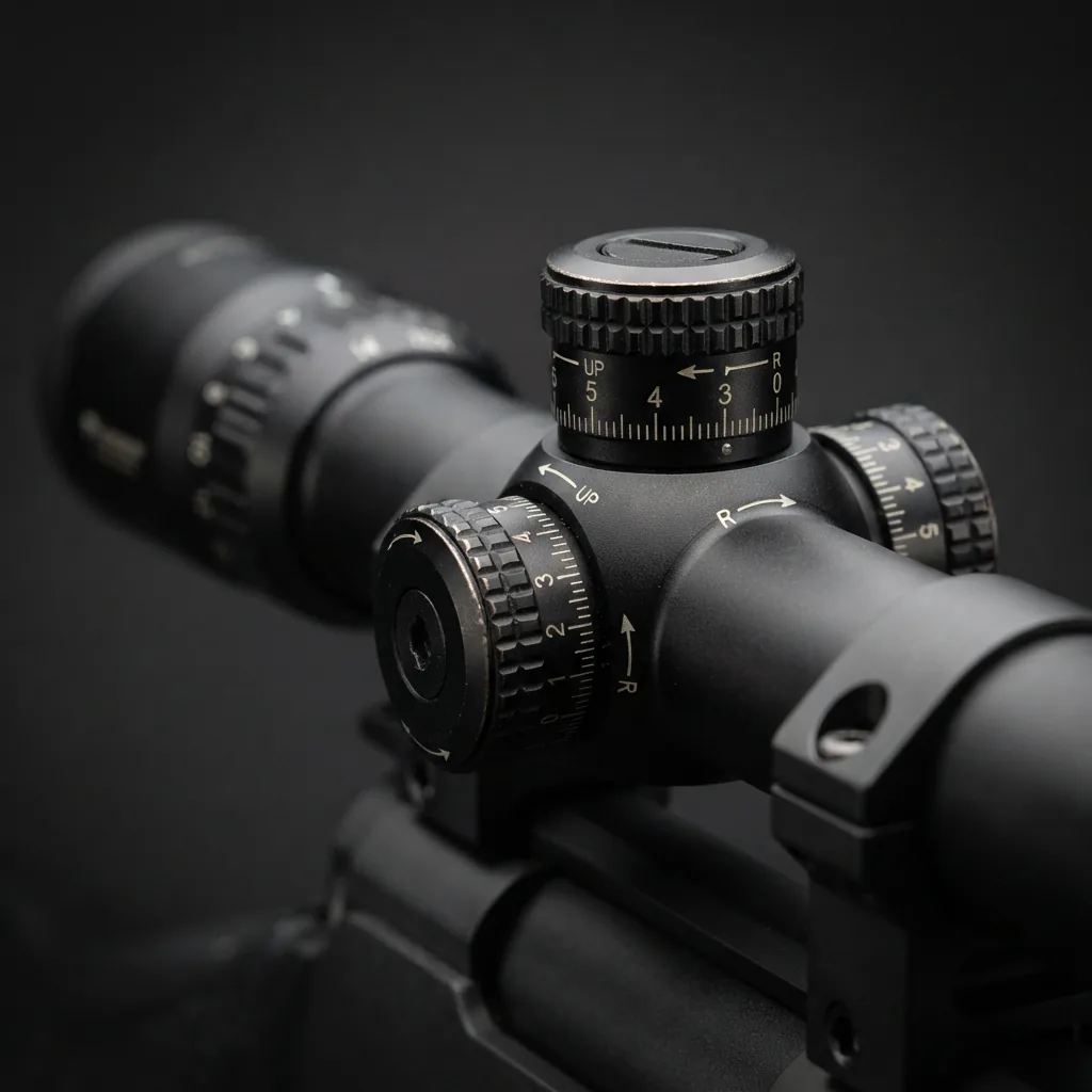The PRO Hunter 4-12X40MM RIFLESCOPE shown with its adjustment dials in focus.