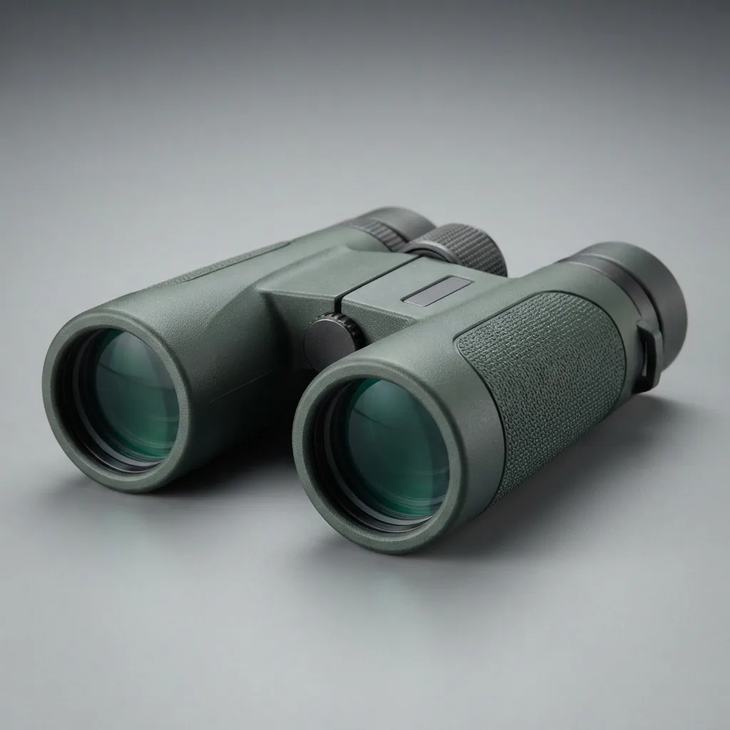 Simmons ProSport 8x42mm binoculars shown from the front, highlighting the coated lenses.