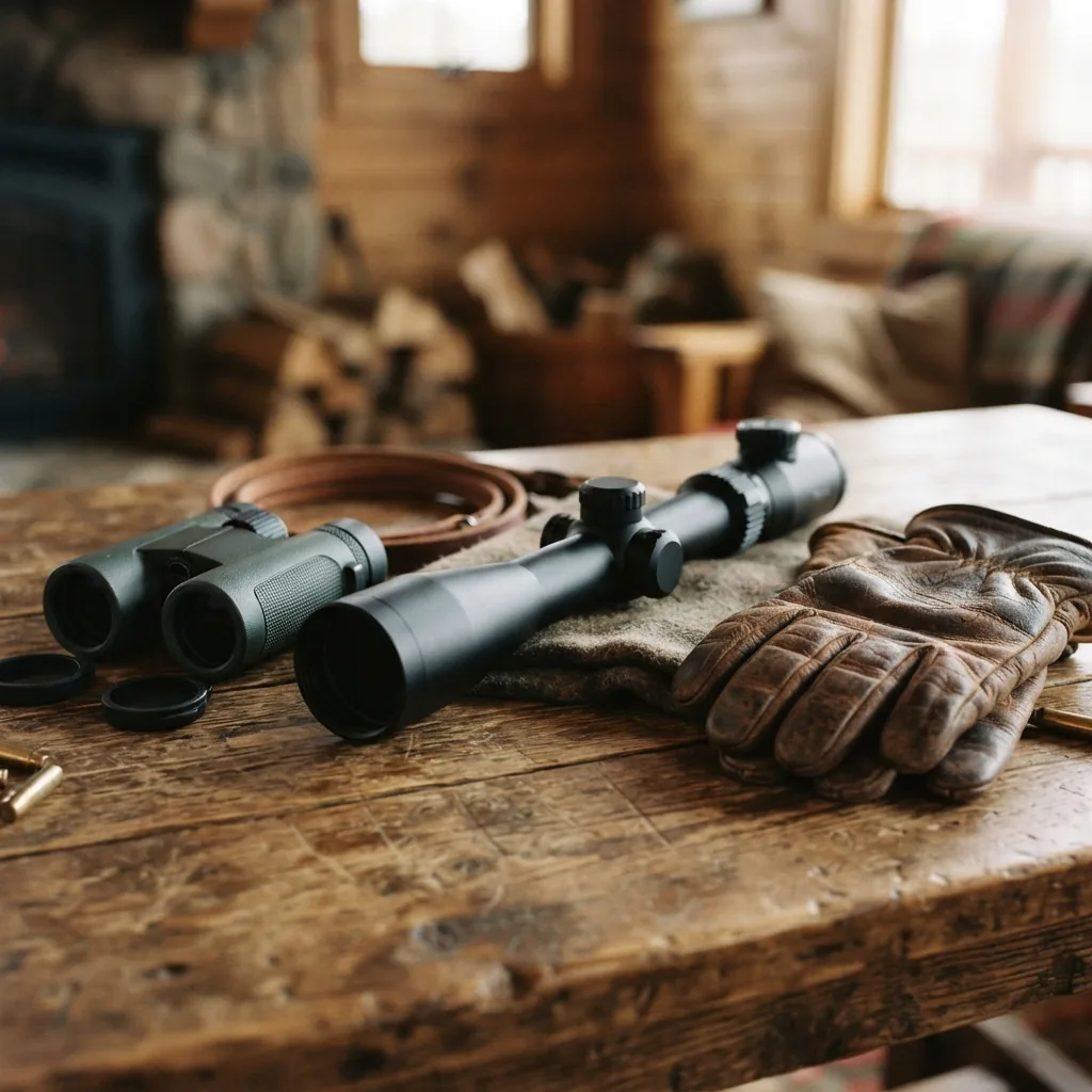 Simmons Pro Hunter 4-12x40mm Riflescope displayed with outdoor gear