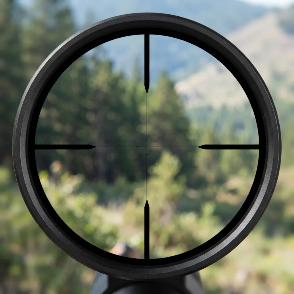 Close-up of a riflescope reticle pattern