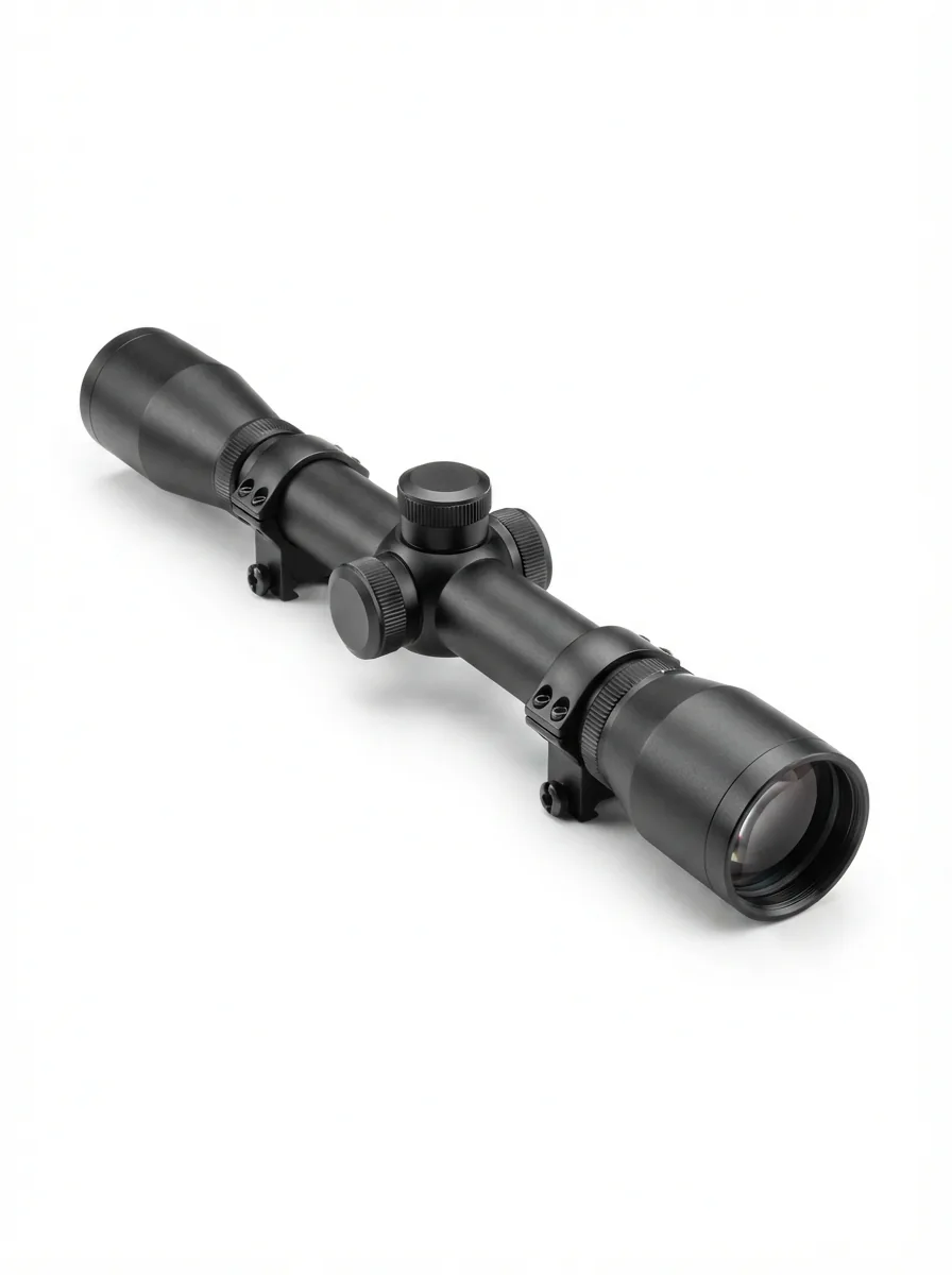 Simmons .22 Mag 4x32mm Truplex Riflescope with rings against a white background.