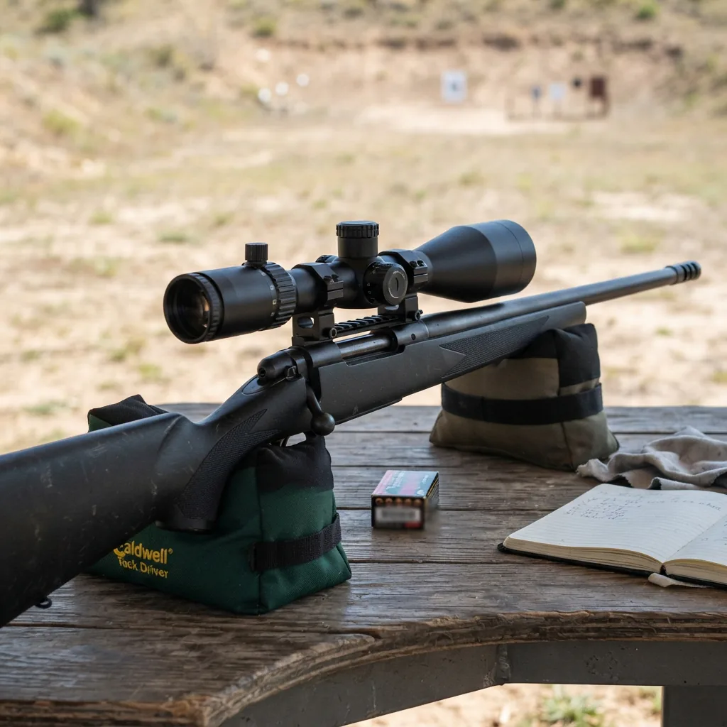 Simmons Pro Target 6-24x44 Riflescope on a shooting bench