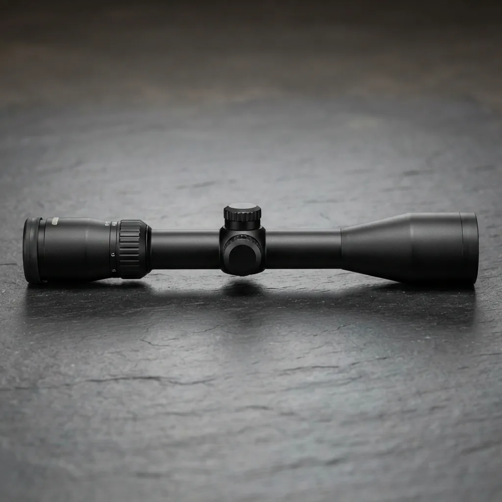 The Simmons ProTarget 3-9x40mm Scope seen from a side angle.