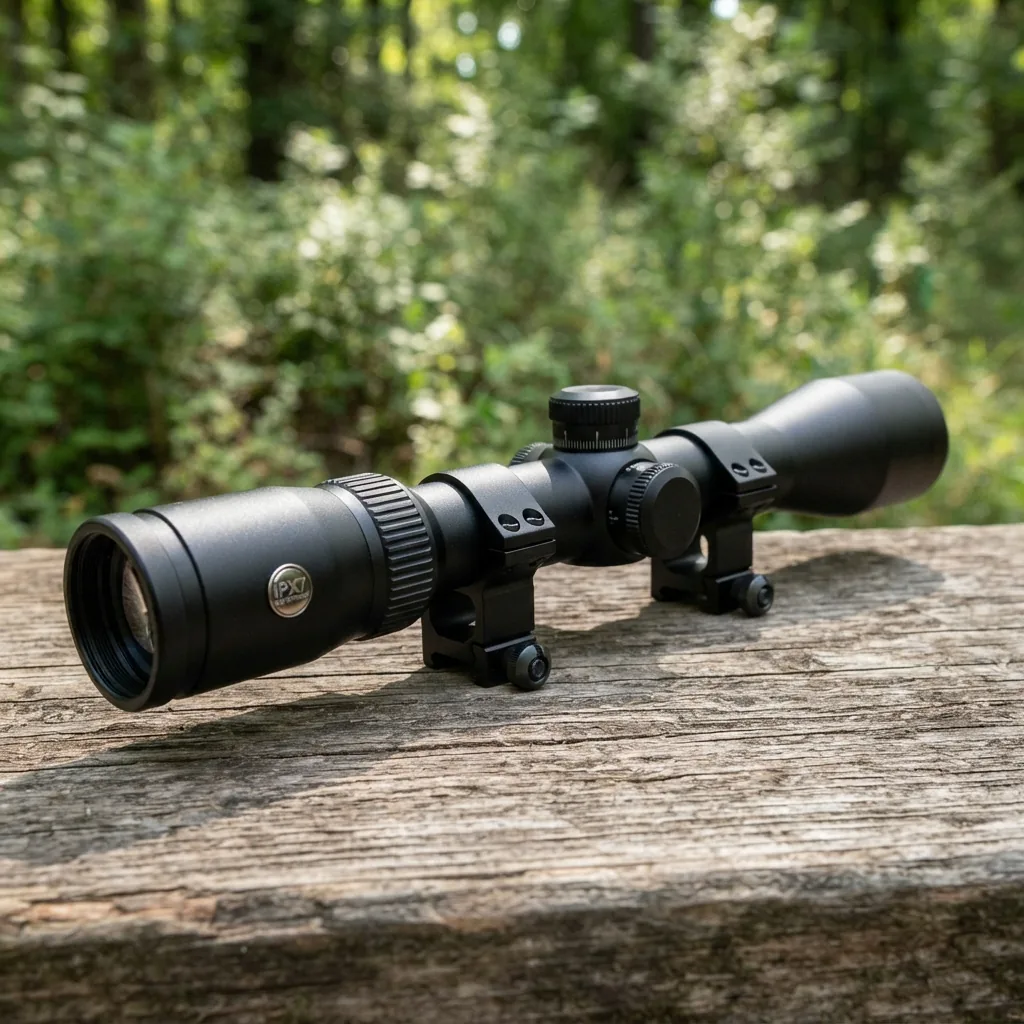 Simmons Pro Rimfire 4x32mm Riflescope with visible IPX7 rating badge.